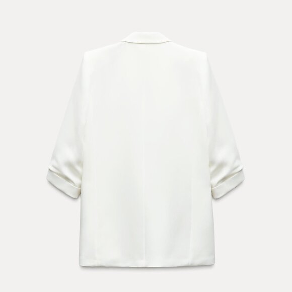 NWT: ZARA WHITE BLAZER WITH TURN-UP CUFFS - Picture 6 of 11